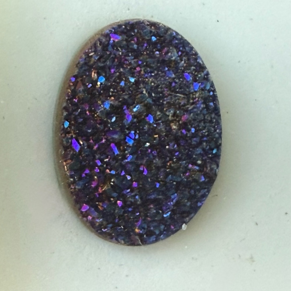 Peacock Druzy Quartz Oval Cabochon 18x12mm – Sparkling Loose Gemstone